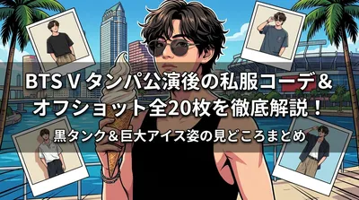 BTS V タンパ公演後の私服コーデ＆オフショット全20枚を徹底解説！黒タンク＆巨大アイス姿の見どころまとめ