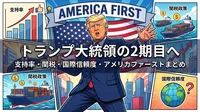 トランプ大統領の2期目就任・支持率・関税政策・国際信頼度・アメリカファーストまとめ