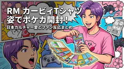 RM カービィTシャツ姿でポケカ開封！日本カルチャー愛とファン反応まとめ