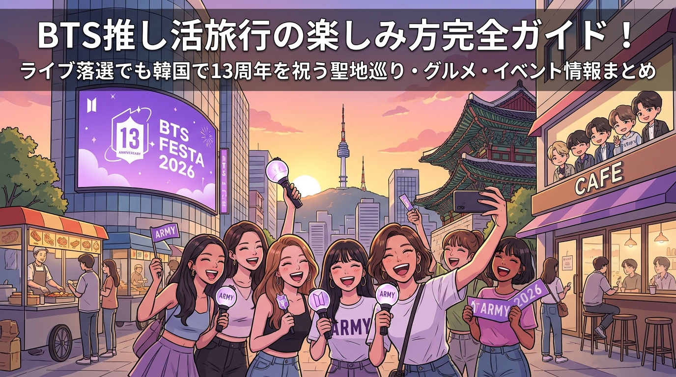 BTS推し活旅行の楽しみ方完全ガイド!ライブ落選でも韓国で13周年を祝う聖地巡り・グルメ・イベント情報まとめ