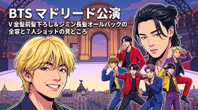 BTS マドリード公演|V金髪前髪下ろし＆ジミン長髪オールバックの全容と7人ショットの見どころ