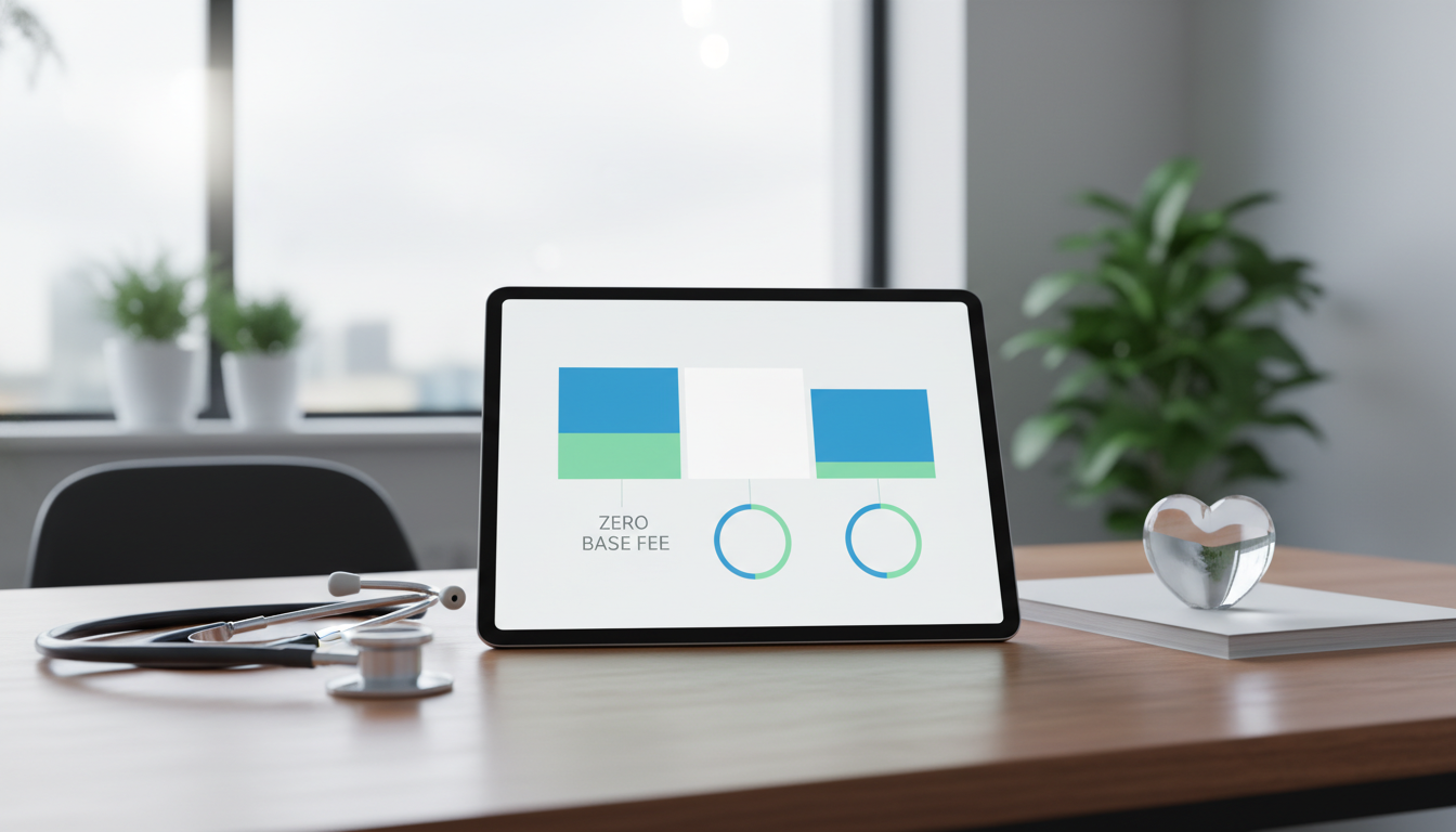 A visual representation of transparent and honest medical pricing. A modern office desk with a steth