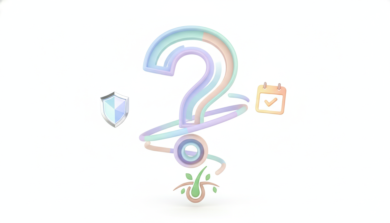 A minimalist and modern 3D conceptual illustration of a large stylized question mark. It is surround